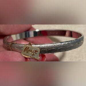 NWT Monet Vintage Silver Frosted Zig Zag Etched Bangle